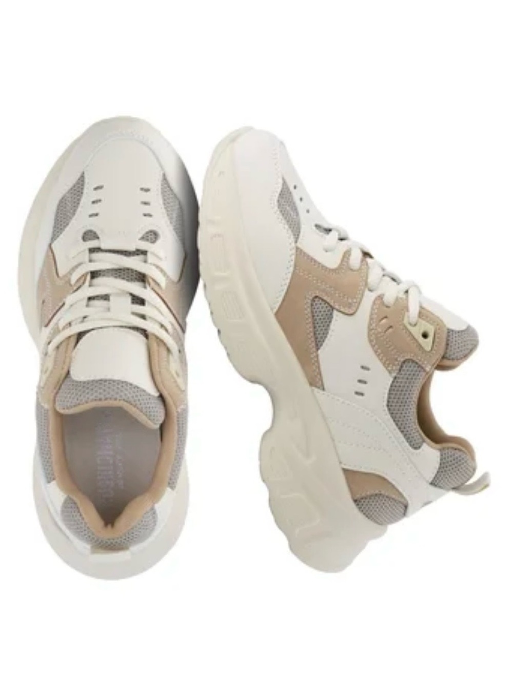 Chunky Neutral Colorblock Women’s Sneakers - Beige & White size 8